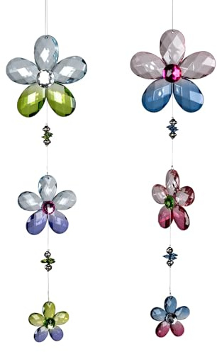 formano 2er Set Girlande Blumen 35 cm Fensterdeko Hänger Hängedekoration hängend aus multifarbenem Acryl gefertigt Bunt Tiermotiv Geschenk Einzug