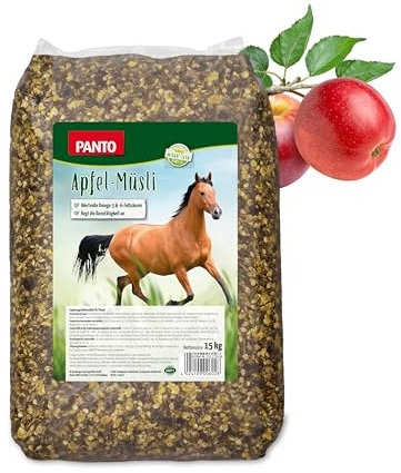 PANTO Pferdefutter Apfelmüsli mit Wisan-Lein 15kg – verdauungsförderndes Pferdemüsli mit Äpfeln und wertvollen Omega-3 & Omega-6 Fettsäuren