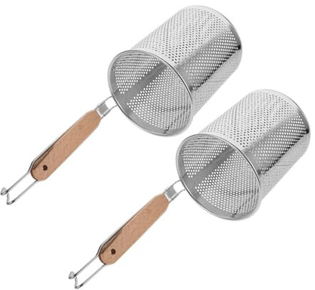 Zerodeko 2piezas Colador De Pasta De Acero Inoxidable Mango Ergonómico Doble Para Escurrir Fideos Filtro De Aceite Microperforado Para Cocina y Colador De Alimentos
