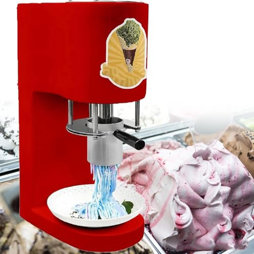 GBHJJ Prensa Profesional Italiana para Helados, MáQuina AutomáTica para Hacer Helados Blandos, 80 W, 30 L/H, Acero Inoxidable, 4 Moldes, FáCil de Limpiar, para HeladeríAs y Postres,Red