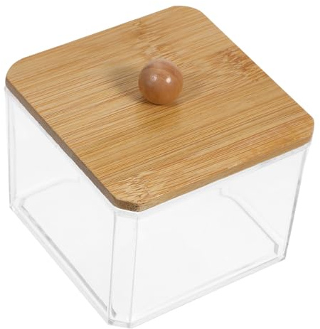 Happyyami Organizador de Almohadillas de Maquillaje con Tapa y Caja para Bastoncillos de Algodón Contenedor Transparente y Compacto para Discos Desmaquillantes y Esponjas Práctico y Espacio