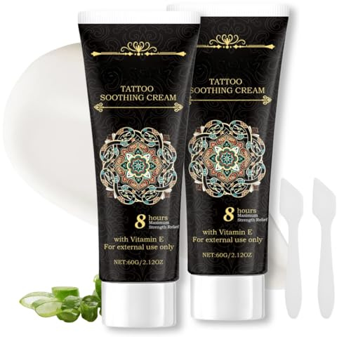 2PCS Tattoo Aftercare Cream for Soothing & Moisturizing: Aftercare Tattoo Healing Cream for Old and New Tattoo, Microblading & Piercing - Healing & Soothing Tattoo Moisturiser Lotion for Microneedling