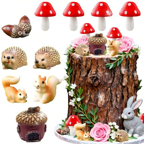 JeVenis Animaux Foret Decoration gateaux Champignon Jardin fee Decoration | animaux foret decoration gateaux champignon jardin fee decoration miniature herisson ecureuil figurines fete bebe
