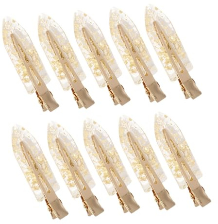 Healifty 10 pièces Lot de Pinces Cheveux sans Pli Dorées sans Dents Clips Anti-crease pour Maquillage Maintien Solide pour Femmes et Adolescentes