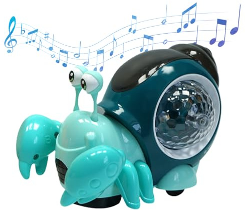 Schnecke Krabbelspielzeug, 2026 Neu Krabbelspielzeug Baby Tummy Time Toys, Interaktives Musikspielzeug mit Lichter und Musik Pädagogisches Spielzeug Baby Für Kleinkinder Tanzen Frühes Lernen (Blau)
