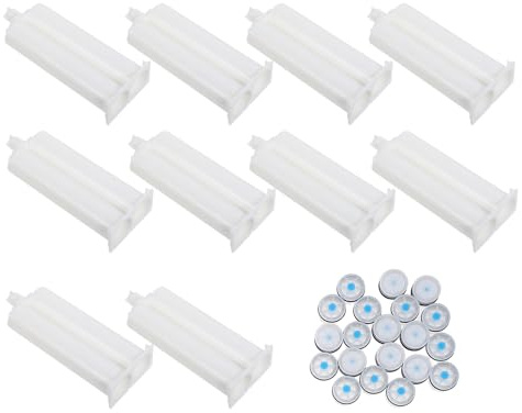 LIGIGWASH Lot de 10 Cartouches de Colle Plastique Bi-composant 50 Ml avec Piston, Applicateur pour Époxy 1:1, Distributeur Liquide Précis pour Usage Industriel et Travaux de Laboratoire