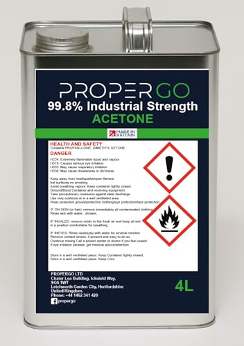 PROPERGO 99.8% Industrial Strength Acetone, Acrylic Nail Polish Remover, Lab Grade, 4L