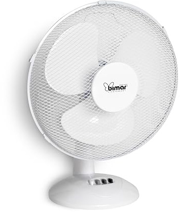Innoliving Bimar INB‑VT502 Ventilatore da Tavolo 40 cm, 3 Pale in Plastica, 3 Velocità, Oscillazione, Inclinazione Regolabile, Griglia Mesh, 45W, Bianco