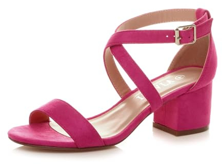AJVANI Womens ladies mid low block heel peep toe ankle strap strappy party sandals size