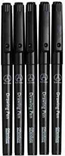 Panduro schwarze Zeichenstifte 5-er Packung 0,1-0,8 Spitze - Fineliner Stifte Set mit verschiedenen Spitzen Größen