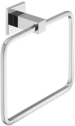 Gedotec Handtuchhalter | TRAVEL | Handtuchauszug verchromt poliert | 1 Stück | Handtuchstange quadratisch Aufhänger für Wand-Montage | Bad Handtuch-Ring eckig mit Befestigungsmaterial rostfrei Messing