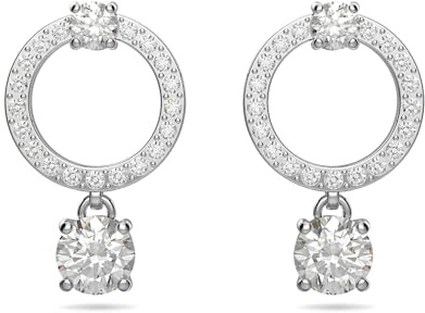 Swarovski Anneaux d'oreilles Attract, Taille ronde, Blanches, Métal rhodié