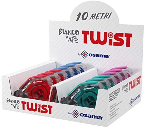 OSAMA BIANCOTAPE TWIST, Korrekturroller 10 Meter - 12er Aussteller, farblich sortiert