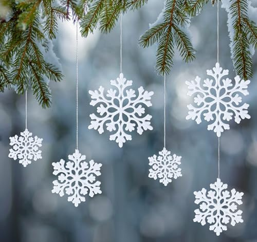 30 Schneeflocken Weihnachtsbaumschmuck Set Weihnachtsbaum Deko Anhänger Hängende Ornamente Baumschmuck Weihnachten Weihnachtsdeko（Weiße Korallen）