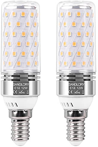 SanGlory 2 Stück E14 LED Lampen Warmweiss 2700K, LED E14 12W Maiskolben Led Mais Birne E14 1350 Lumen ersetzt 100W Birne, 360° Leuchtmittel E14, Kerzenleuchten