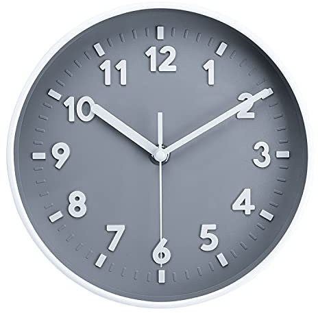 Topkey 8 Orologio Da Parete Rotondo Silenzioso A Lettura Facilitata Di Grandi Numeri Orologio Da Parete Decorativo Moderno E Non Funzionante Per La Camera Da Letto, L'Ufficio E La Scuola-Grigio