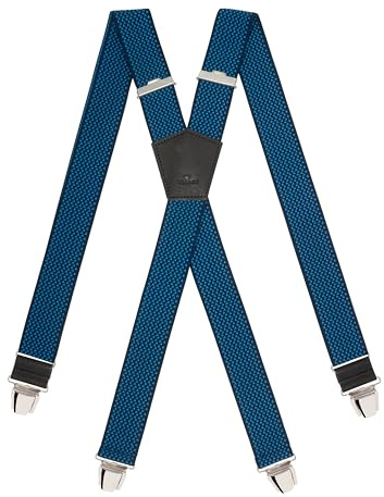 Pierrot Bretelle Uomo Larghe Premium - Regolabili Fino A 130cm - Elastico Rinforzato e Finiture in Pelle - Garantite A Vita - Clip molto forti - Bretelle Uomo Eleganti