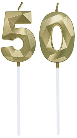 Geburtstagskerzen Zahlen 0 und 5, 5. Geburtstag Zahl Kerzen Geburtstagskerzen Cake Topper 50. Geburtstag Kuchendeko Kuchen Dekoration, für Hochzeit Party Hochzeit Jahrestag Feier Gold