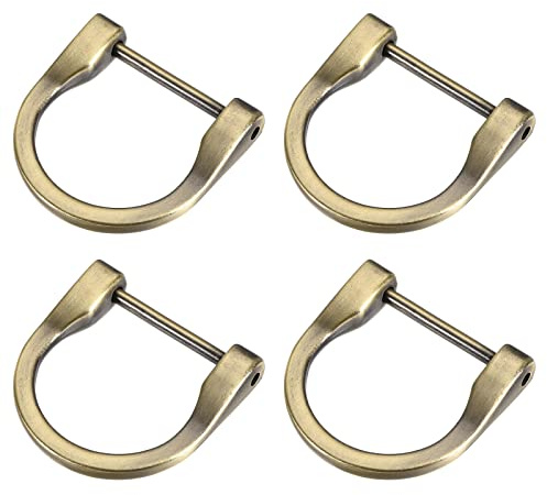 METALLIXITY Fer à Cheval Anneaux en D (29mm) 4Pcs Visser Forme U Boucles Manille - pour Voiture Clés Porte-clés Sacs Cuir Artisanats, Light Bronze