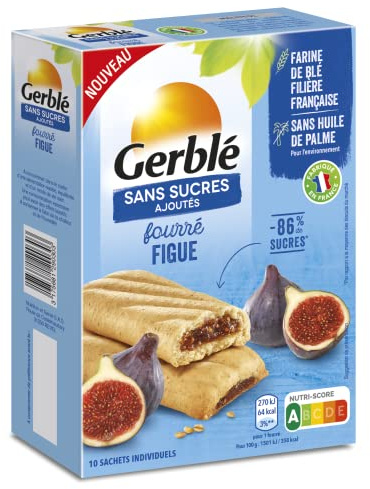 Galleta Agerbado Con Relleno de Higo Sin Azúcares Añadidos – Galletas Gourmands Individuales, Sin Aceite de Palma, 180 g (10 bolsillos)