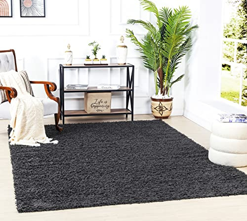 Livabliss Tappeto Shaggy Home Ampio Tappeto Salotto Moderno, Sala da Pranzo, Morbido Tappeti Shaggy per Camera da Letto, Motivo Astratto Berbero Peloso, leggera da Pulire, 160x220 cm Grigio Scuro