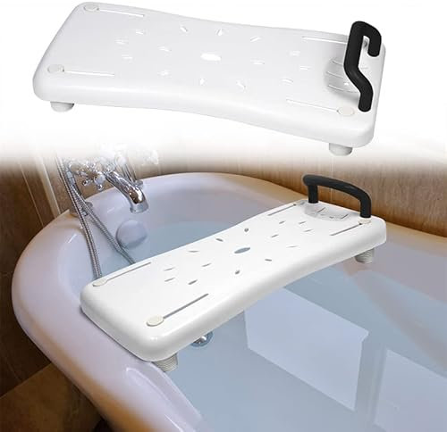 YUENFONG Tavola per Vasca Sedile per Vasca Sedile per Vasca con Manico Nero, Tavola per Sedile Tavola per Vasca in Plastica per Donne Incinte Anziane, capacità di Carico Fino a 150 kg, Bianco e Nero