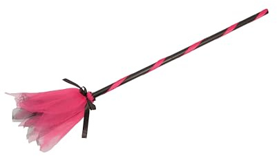 Ciao- Escoba de Bruja para Disfraz (85cm, Desmontable) con Tulle Bicolore, Rosa/Negro