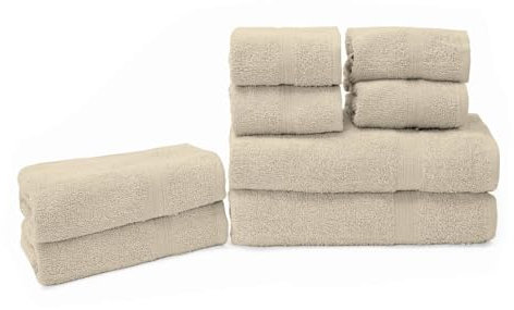 Leonardo Home - Set Asciugamani in Spugna 8PZ - 450 GSM, Composizione Set 4PZ 30x30cm + 2PZ 35x55cm + 2PZ 50x90cm, massimo comfort e morbidezza.