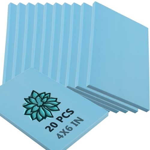 ZOENHOU 20 Pcs 4 x 6 Blue Rubber Carving Blocks, Linoleum Blocks for Printmaking,Soft Rubber Crafts Rubber Stamping Blanks