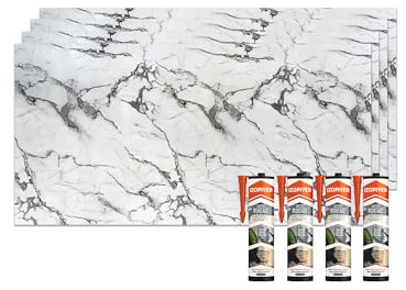 IZODEKOR Wandpaneele Marmoroptik 60x120 cm | Küchenrückwand Platte Wandpaneel | Pvc Wandverkleidung für Küche, Bad | Spritzschutz Küche | Wasserfest und Hitzebeständig | Arctic Breeze