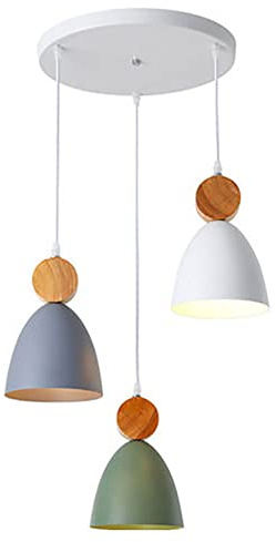 PEYNIR Köksö Pendellampa 3-Lights Retro Metall Ljuskrona Trä Lampskärm Pendellampa Farmhouse Hänglampa Matsal Hängande Pendellampa För Studie, Sovrum, Vardagsrum