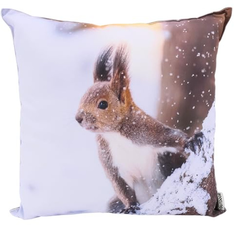 CB Home & Style Outdoor Garten Kissen Wasserabweisend 45 x 45 cm Weihnachten Winter (Eichhörnchen)