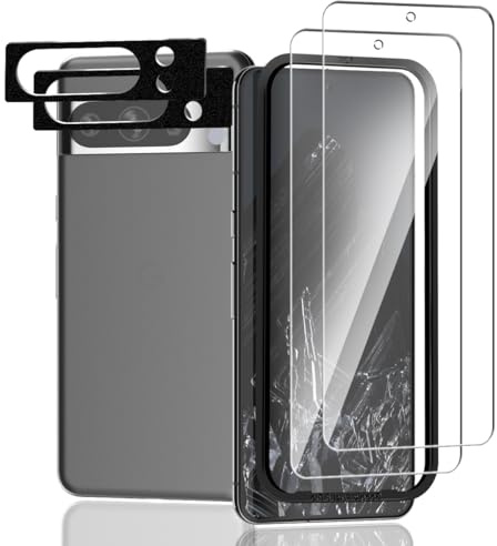 Yiunssy Protector de Pantalla para Google Pixel 8 Pro Templado + Protector de Lente de Cámara,[2+2 Piezas] Antihuellas/9H Dureza,HD Vidrio Templado para Google Pixel 8 Pro