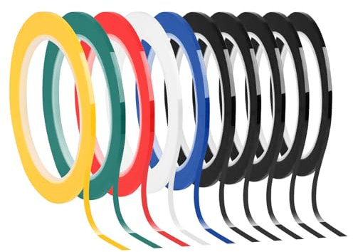 10 Pièces Rubans Adhésifs pour Tableau Blanc, 5 Couleurs Graphique Ruban à Grille Marquage Auto-adhésif, Scotch Couleur pour Bureau, 3 mm x 66 m