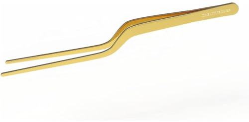 CREATIVECHEF 1 st 20 cm kökspincett för plätering ergonomisk matpincett, fin pincett tång kock köksverktyg för mat och reparation av rostfritt stål pincett, precisionsmatpincett (guld)