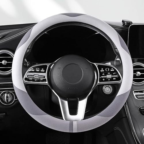 Auto Lenkradbezug für Audi Grand Tourer e-tron GT/RS e-tron GT, Anti Rutsch Atmungsaktiv Fell Wenden Auto Lenkradabdeckung Lenkradhüllen Zubehör,O-Grey