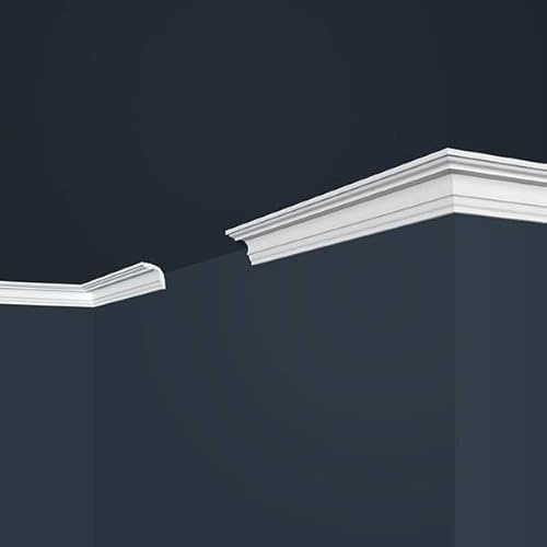 PROVISTON Deckenleiste 20 x 60 x 2000 mm Polystyrol Weiß Stuckleiste Modern Langlebig