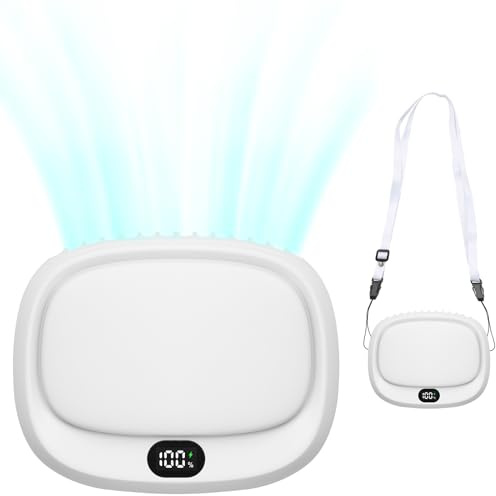 iYInJuan USB Ventilator Handventilator Ventilator Klein mit Kabel, Tragbare Mini Ventilator Geräuscharmfür Wiederaufladbare Batterie und 4-Gang mit LED-Anzeige mit Halterung, weiß