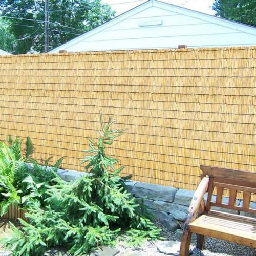 Rorquscade Schilfmatten Natur Schilfrohrmatten Langlebig Windschutz Schilf Wasserdicht Sichtschutzzaun Für Balkon, Terrasse, Garten (Color : Primary Black line, Size : 80x800cm)