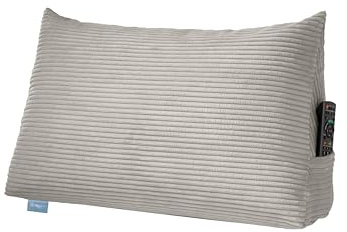 XDREAM Coussin d'assise de lit, coussin cale pour lit et canapé, en velours côtelé, gris, coussin de dossier indéformable et coussin lombaire avec compartiment latéral pratique, housse lavable
