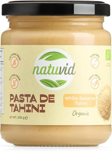 Natuvid | Pasta de Tahini BIO de Sésamo | 250g | 100% Natural y Orgánica | Rica en Proteína y Fibra | Vegana | Sin Gluten, Sin Lactosa y Sin Azúcar Añadido | Sin Aditivos ni Conservantes