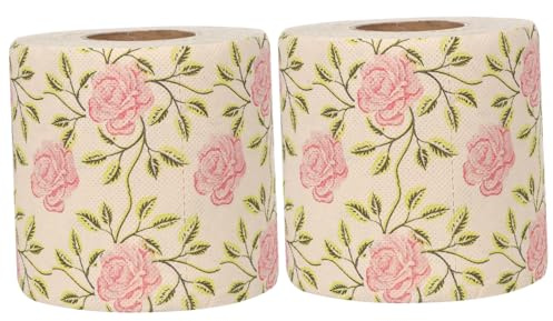 Healeved Carta Igienica 2 Pezzi Morbidi e Creativi in Polpa di Bambù Motivo Floreale Rosa Disegni Vividi e Chiari per Bagno e Ufficio
