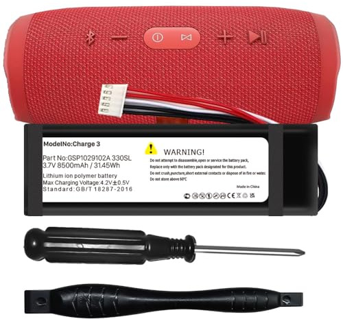 8500mAh Akku für JBL Charge 3, Neuer verbesserter 3.7V Ersatzakku kompatibel mit GSP1029102A 330SL Lautsprecher mit Reparaturwerkzeug (Modell Nr: Charge 3)
