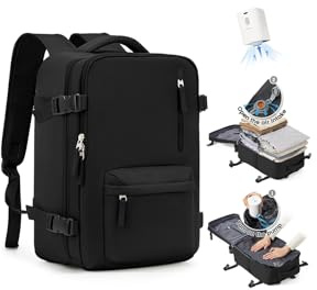 SZLX Sac à Dos Sous Vide Bagage à Main Pour Femmes, Sac à Dos Airbag Avec Système De Vide Pour Le Voyage, Ryanair Travel Ruscksack Taille Cabine Avec Pompe étanche Valise Sous Vide Pour Homme