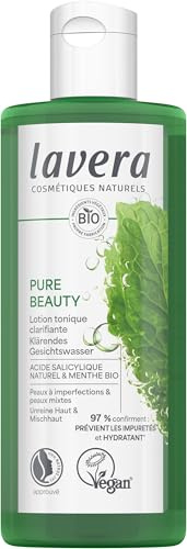 lavera Pure Beauty Lotion tonique clarifiante - Élimine en profondeur les résidus de sébum, les cellules mortes et les impuretés - Rafraîchit et hydrate la peau - vegan - 200 ml