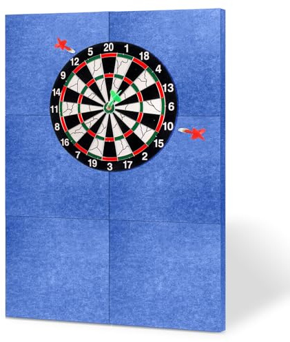 Dart Wandschutz,6 Stück Selbstklebend Filz Wandschutz Dartscheibe,Gespleißte Surround Wandumrandung Schallschutz Dartscheibe,Klassische Filz Dartscheibe Wandschutz Rückseite (Blau, 30X30CM)