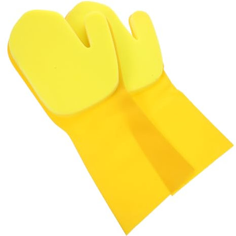 CALLARON 2pcs Cleaning Small Kitchen Washing Glove Scrub Waterproof Purposes Cleaner Dishes Scrubbing Bowl Cleaning Glove Dishwashing Washable Household Sponge Yellow