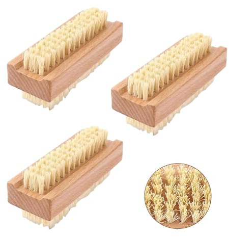 Wooden Nail Brush, 3 Pack Nail Scrubbing Brushes for Cleaning Nails, Hand Scrubbing Brush with Wooden Handle, Hard Nail Brush for Daily Hygiene, Travel and Pet Care