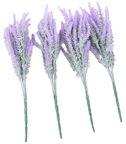 Hurrylying Flores artificiales, plantas artificiales, 4 unidades, color violeta, decoración del hogar, jardín, restaurante, portátil, hipoalergénica, ramos de flores para exteriores