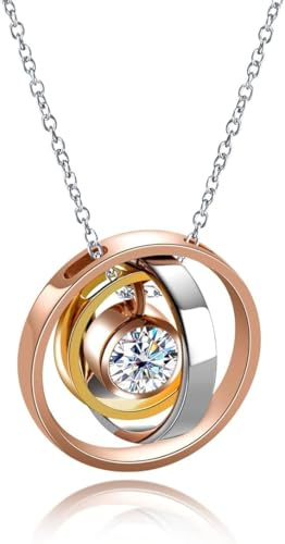 Damhalsband - flerlagers Moissanite-halsband med certifikat, 925 sterlingsilver, plasmakopp, färg D, kvalitet VVS1, längd 45 cm, lämplig för: Fest/resor/bröllop/födelsedag.